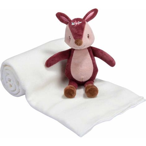 Paris Prix - Doudou & Plaid Bébé forêt Magique 80x100cm Rose (1/2)