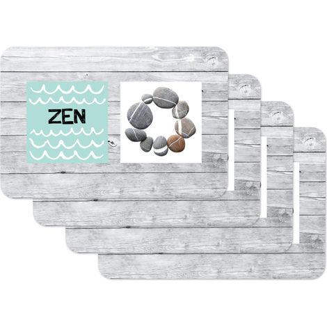 Set de Table imprimé Zen, Napperon pour Salle à Manger, Tapis de Table à Manger, rectangulaire, 4 pièce, 45 x 30cm, 59085 (1/5)