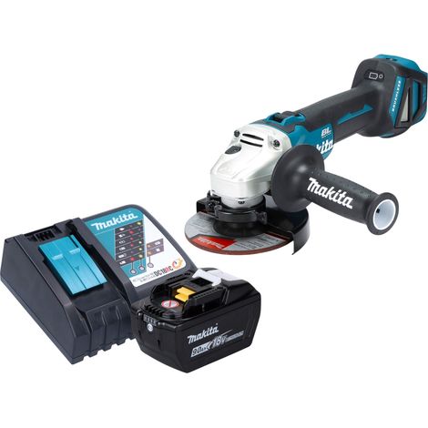 Amoladora angular a batería Makita DGA 511 Z de 18 V y 125 mm sin escobillas + 1 batería de 9,0 Ah + cargador (1/5)