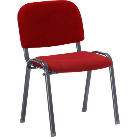 2x Bürostuhl mit schwarzem Metallgestell und rotem Stoff, 78 x 53 x 54 cm