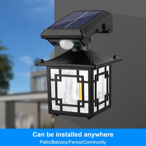 Applique murale solaire extérieure étanche IP65, lampadaire avec détecteur de mouvement, éclairage de jardin (1/2)