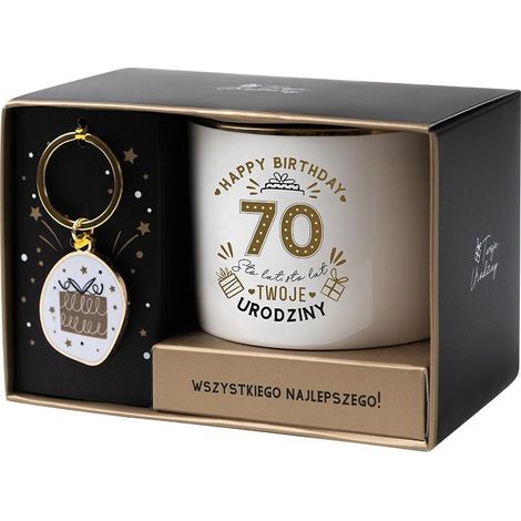 Geschenkset zum 70. Geburtstag in Weiß und Gold