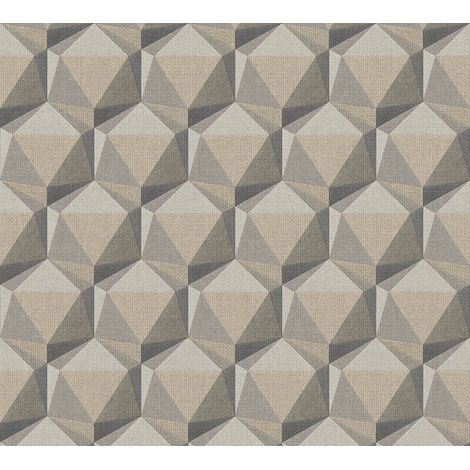 Grafik Tapete Profhome 387481 heißgeprägte Vliestapete leicht strukturiert im Retro-Stil matt beige grau taupe anthrazit 5,33 m2