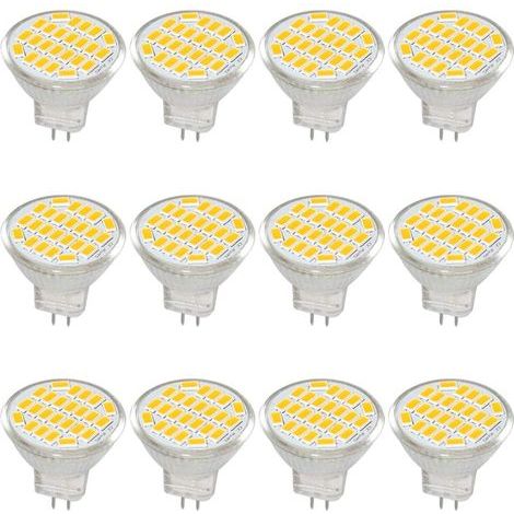 MR11 GU4 Ampoule LED lumière lumières DC/AC 10–30V 3 W, 12V, 24V, 30W Ampoule halogène équivalent, 400 lumens, Blanc chaud 3000K, LED de remplacement pour kit, jardin, intérieur, (lot de 12) (1/5)