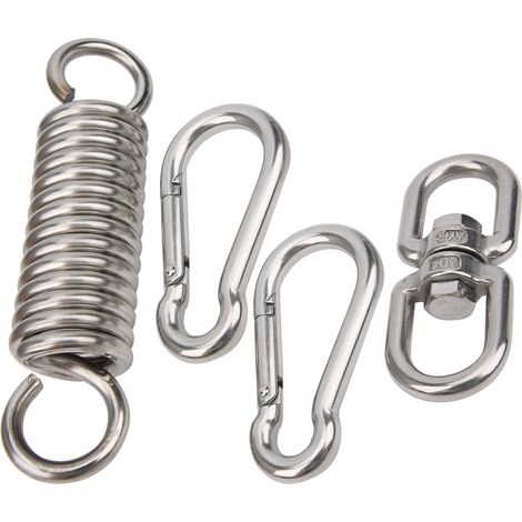 Accessoires de suspension pour hamac et balancelle à ressort avec mousqueton et boucle rotative en 8 parties (1/5)