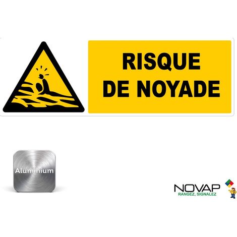 Panneau Risque de noyade - Alu 450x150mm - 4012582