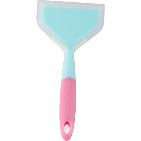 Spatule en silicone antiadhésive et antidérapante, manche bleu ciel, pour la cuisson des tamagoyaki, pizzas et steaks. (1/5)