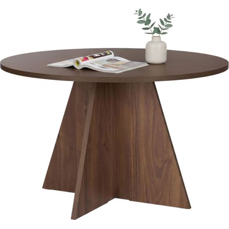 Mesa Fija Racale, 4 Plazas, Forma Redonda, Soporte 60 kg, 120x120x75h cm Marrón Nogal