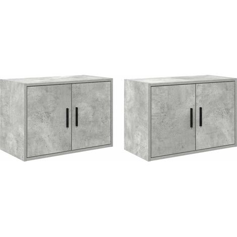 Meubles de Rangement,Armoires murales de garage 2 pcs gris béton bois d'ingénierie CFW543275