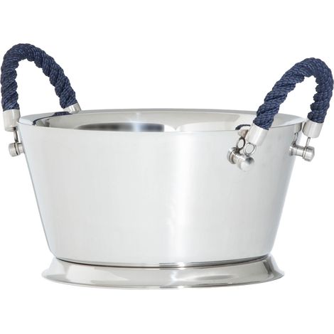 Bol à vin avec poignées en corde - Double paroi - Refroidisseur à champagne - Design élégant - Diamètre : 37 cm - Hauteur : 20 cm - Maintien optimal de la température (1/5)