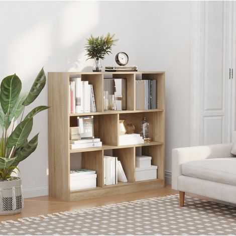 Libreria a 3 livelli con 8 scomparti 97,5x30x100 cm colore naturale HAVRYA (1/5)
