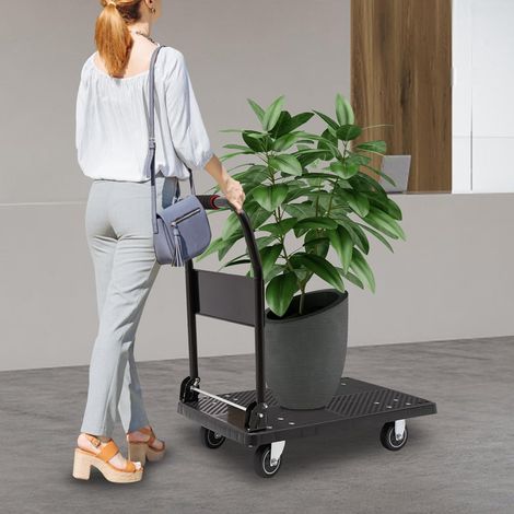 150KG Klappbar Plattformwagen Transportwagen, Klappwagen Plattenwagen Lastenwagen Transport Trolley Schwerlastwagen Rollwagen mit Stummen Rädern, Transportwagen für Werkstatt Büro und Lager (1/5)
