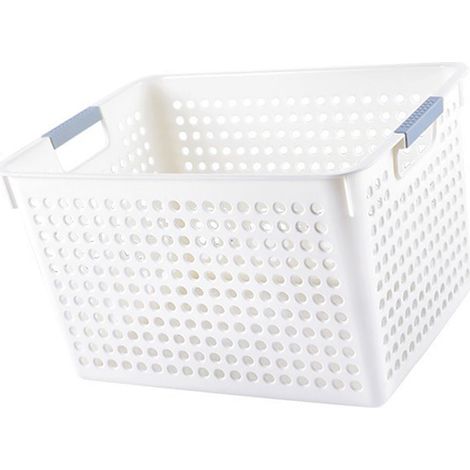 Tragbarer, multifunktionaler, rechteckiger Aufbewahrungskorb aus Kunststoff mit Loch und Griff für Zubehör, Spielzeug, Snacks, Schreibtisch, Schrank, Regal – 13,5 x 22 x 15 cm / 300 g / 1 Stück (1/5)
