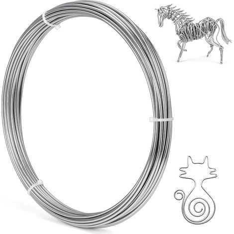 Fil d'Artisanat en Aluminium 3mm x 10m, Flexible Fil Aluminium Argent Sculpture, Fil Métallique pour Fabrication à Main Pour Bijoux, Modelage, Sculpture, Loisirs Créatifs Et DIY(3mm x 10m) (1/5)