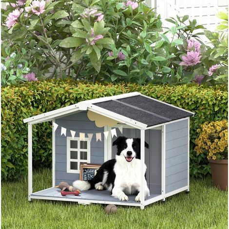 Cuccia cane esterno in legno con terrazza 103x107x83,5 OKMYHOME (1/4)