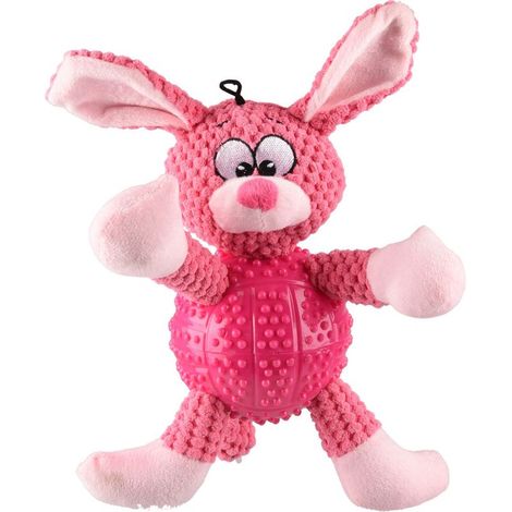 Jouet lapin rose , environ 28 cm de long, convient aux chiens et aux flamants roses. (1/3)