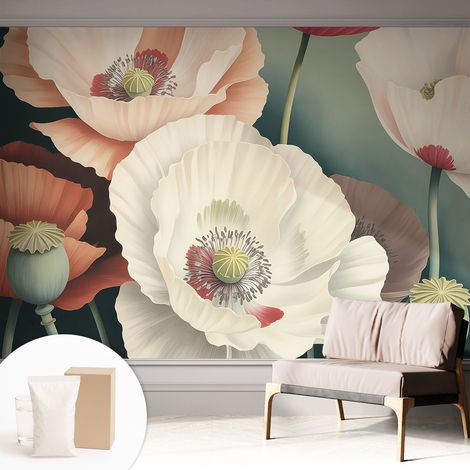 Tapete Vliestapete mit Kleber modern Wohnzimmer - Wanddeko Schlafzimmer - Tapete mit Motiv Blumige Schönheit 312x219 cm (1/5)