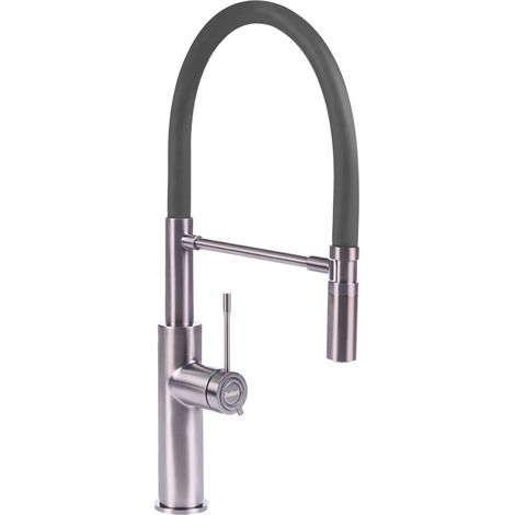 Kitchen Tap Grey Stainless Steel Swing and Pull Out Mixer Faucet Aerator Flexible Spring Hose Modern ARKHATA (1/5)