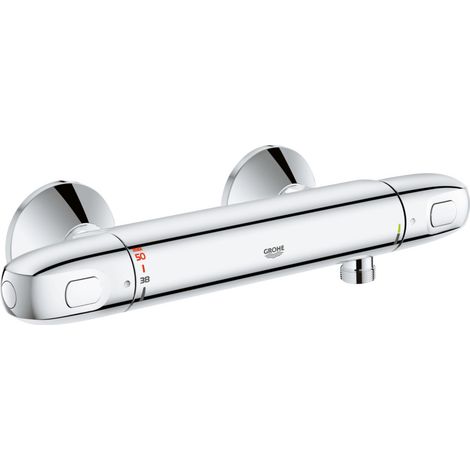 Grohe – Mitigeur thermostatique douche – Montage mural apparent – Butée à 38°C – Régulation quasi-instantanée – Robinet d'arrêt intégré