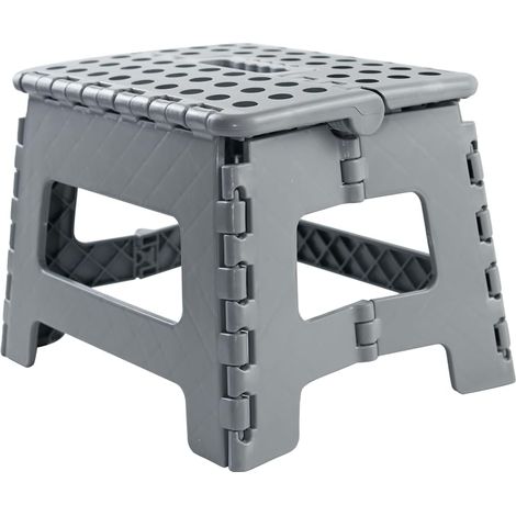 Tabouret Pliable avec poignée de Transport - Repose-Pieds Compact Pliable - Poids Maximal : 150 kg - Gris (1/5)