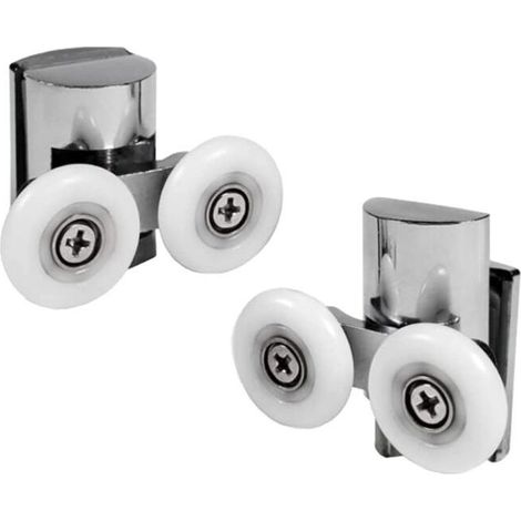 Lot de 2 roulettes doubles pour porte de douche coulissante, 2 roues de 23 mm de diamètre en alliage de zinc, pour salle de bain. Lot de 2 roulettes (haut et bas) pour porte de douche Guazhuni. (1/5)