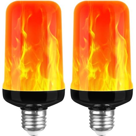 Lampe à effet flamme - Culot E27 3W LED - 4 modes d'éclairage - Décoration intérieure/extérieure - Idéale pour bars, hôtels, restaurants, fêtes et éclairage décoratif - Lot de 2 (1/5)