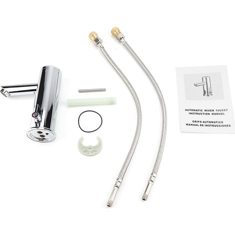 Robinet mitigeur infrarouge à capteur automatique pour lavabo et WC, alimenté par piles. (1/5)