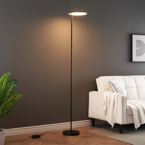 Schwarze minimalistische Stehlampe dimmbar mit verstellbarem Kopf - Kalena (1/5)