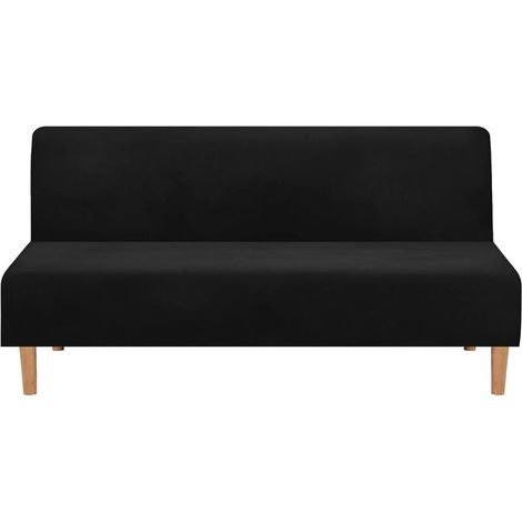 Housses de canapé Housse de canapé convertible sans accoudoirs, en velours extensible, épaisse, douce, confortable, pour canapé-lit, canapé lit pliable (velours épais Noir) (1/4)