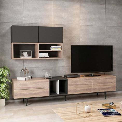 Parete attrezzata Diany 195 colore rovere antracite (1/8)