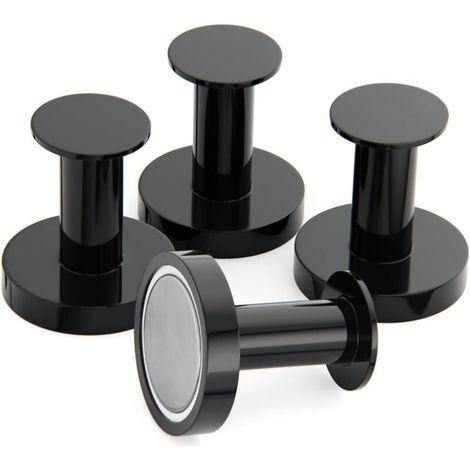 Porte Manteaux Aimantés pour Accrocher Manteaux et Sacs, 4 Crochets Muraux Noirs Extrêmement Solides, Porte Manteaux pour Porte avec Aimant en Métal Néodyme Rare, Crochets Porte de Frigo