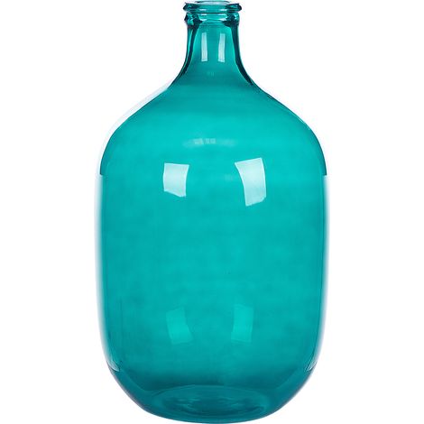 Jarrón de vidrio azul turquesa 48 cm hecho a mano accesorio decorativo mesa moderno interior Samosa