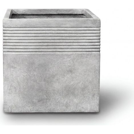 Provencelia SPIRIT Pflanzgefäß Beton 80x26 x H 40 cm Lichtgrau — Pflanzkübel groß frostbeständig handgefertigt recycelter Faserbeton Blumentopf Garten Terrasse Balkon