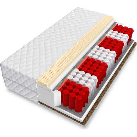 Matratze FORGIA 9 Zonen 80 x 200 LATEX Kokos H3 H4 Taschenfederkern 19cm NEU