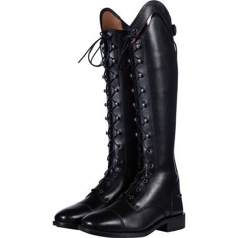 38-KLE, nero: Stivali inglesi in cuoio con lacci per bambini modello Glam Lace