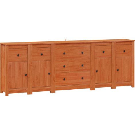 Sideboard with Drawer 5 pcs Wax Brown Solid Pine Wood vidaXL