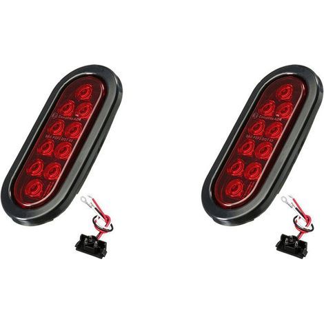Convient pour 2 ampoules ovales de voiture, 10 perles LED, avec prise 12V, clignotant universel, convient à la plupart des voitures, camions et remorques, rouge. (1/5)