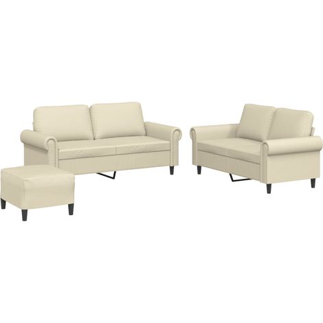 Maison Exclusive - Set di Divani 3 pz con Cuscini crema in Similpelle