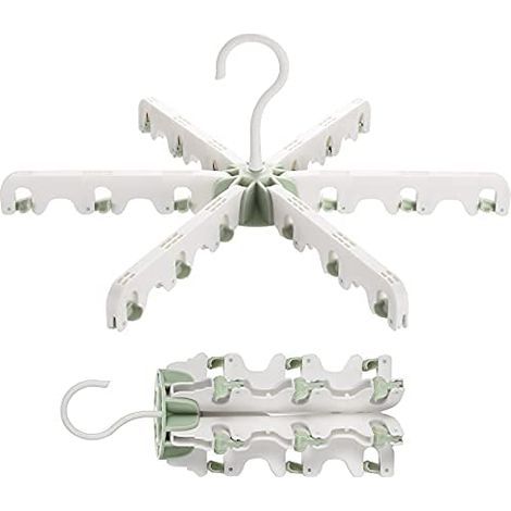 Heavy Duty Plastic Hangers, 18 Lined Garment Racks. Non-slip. Space saving, 360° swivel hook, suitable for towels, clothes, etc. Green White (1/5)
