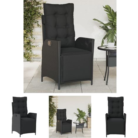 The Living Store Gartensessel mit Fußteil Verstellbar Schwarz Poly Rattan - Gartenstühle (1/5)