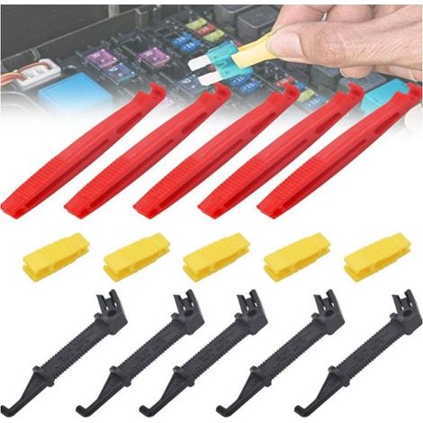 15-teiliges Set Mini-Sicherungszieher für Autos, Sicherungsauszieher aus Kunststoff, Kfz-Werkzeug für Sicherungshalter im Auto (Rot, Gelb, Schwarz) (1/5)