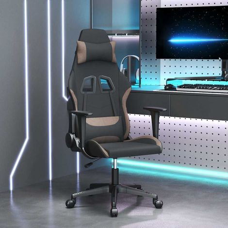 vidaXL Silla gaming tela negro y gris taupe (1/5)