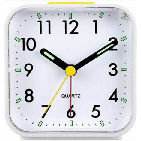White Silent Analog Alarm Clock Non-Ticking Gentle Wake Up Beep Sounds Volume Up Snooze & Light Functions Battery Operated Easy to Set MUMU