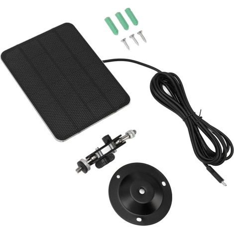 Panneau solaire 5 W pour caméras de sécurité domestiques – Support mural réglable + câble de charge USB de 3 m – Système énergétique solaire fiable et facile à installer