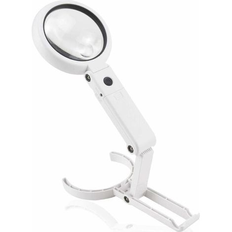 Handlupe mit LED-Licht, Leselupe, Tischlupe mit klappbarem Ständer zum Lesen, Prüfen, Schweißen, Verarbeiten, Reparieren, Ø75 mm