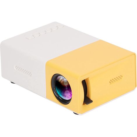 Mini projecteur 1080p à réflexion diffuse, compatible avec 23 langues, projecteur HD avec haut-parleurs, jaune, prise UE 100-240 V