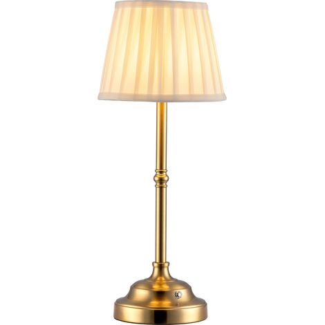 Lampe de table portable sans fil, abat-jour en tissu, rechargeable 2000 mAh, lumière à intensité variable pour salle à manger, chambre à coucher (1/5)