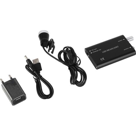 Lampe frontale dentaire LED rechargeable portable 110-240 V pour loupe (noire) (1/4)
