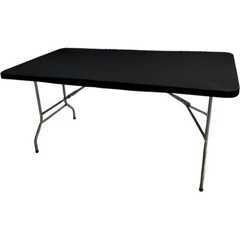 Mantel rectangular elástico, Funda para mantel, Spandex, Manteles, Adecuado para mesas plegables, picnics, camping, fiestas, 18376cm, Negro (1/5)