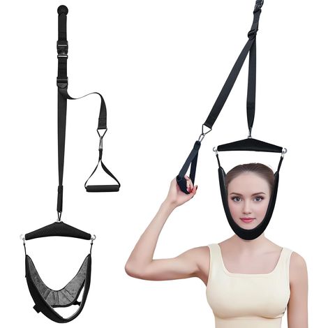 Cinturón de tracción cervical para uso doméstico, soporte y estiramiento del cuello - negro (1/3)